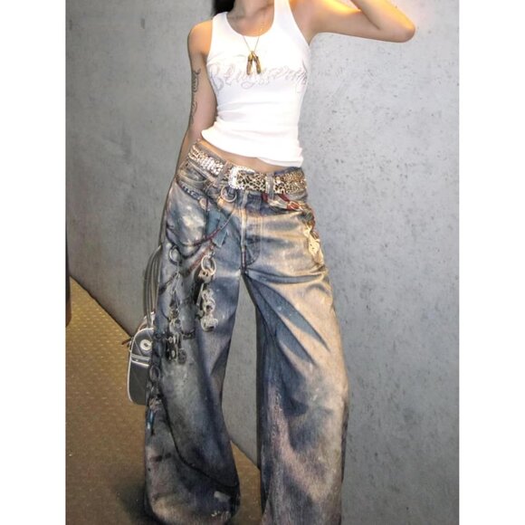 Women’s High Waisted Wide Leg Pants 3D Digital Print Lounge Street Style - Picture 8 of 8